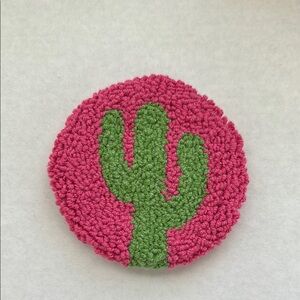 Saguaro cactus design punch needle coaster handmade